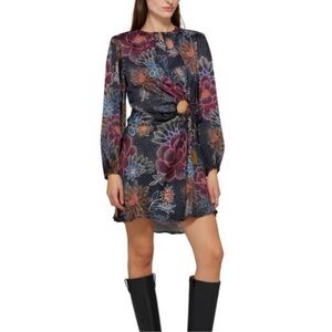 FARM Rio Sparkle Flowers Mini-dress with Cut-out